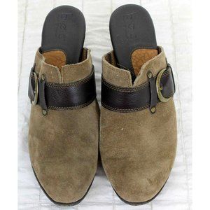 BOC Handcrafted Brown on Brown Leather Buckle Mule Sz10 SlipOn Comfort Shoe Clog